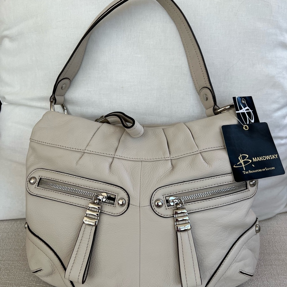 BMakowsky Cream Leather Satchel NWT